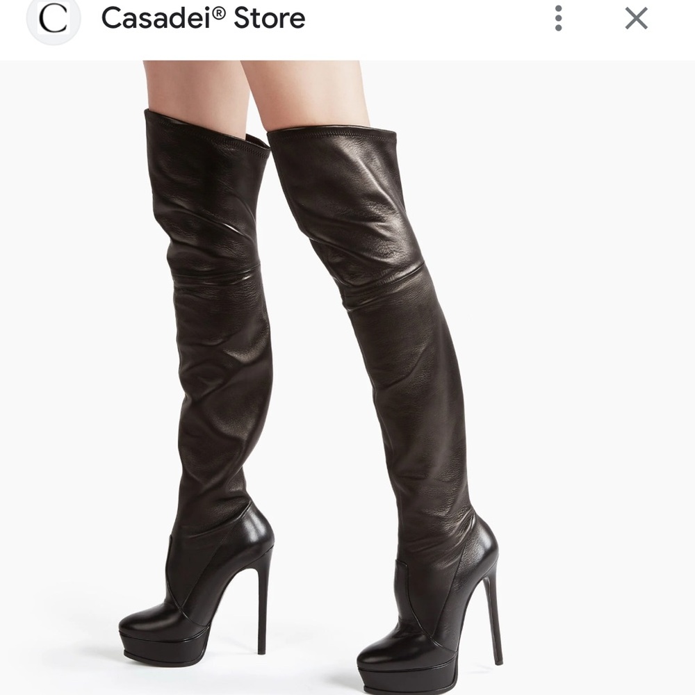 Casadei Over-the-Knee stretch leather Boots 8.5 - Picture 6 of 8
